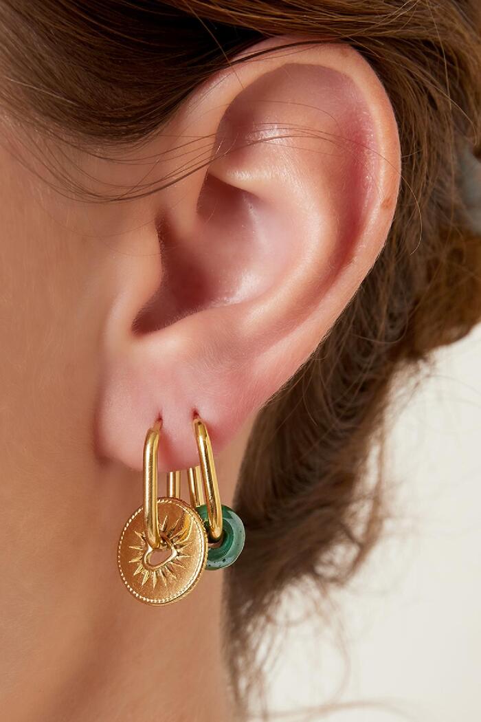 Boucles d'oreilles en acier inoxydable avec pièce de coeur Argenté Image3